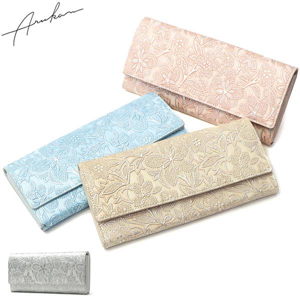 最大50%★12/5限定 アルカン 長財布 Arukan クレア 財布 かぶせ 本革 花柄 レディー...