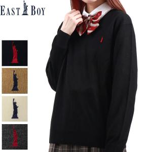 最大27%★5/7限定 イーストボーイ セーター EASTBOY メリノウールニットプルオーバー スクールセーター Vネック 通学 スクール レディース 2206508｜galleria-store