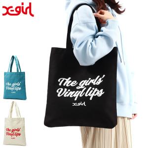 最大41%★6/9限定 エックスガール トートバッグ X-girl VINYL LIP FACE CANVAS TOTE BAG 持ち手 縦型 帆布 A4 B4 大きめ 軽量 綿 レディース 105232053005