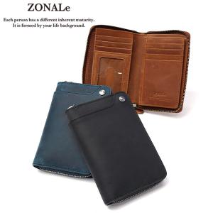 ゾナール 二つ折り財布 メンズ レディース ZONALe 財布 2つ折り財布 本革 革 ブランド ファスナー 小銭入れあり カード入れ 多い 31144
