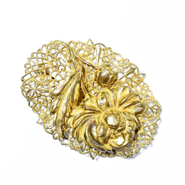 Vintage  1940′s　goldmetal flower brooch