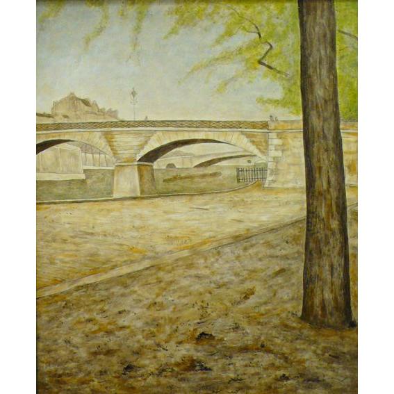 服部 和三郎「Pont l&apos;Archev」油彩画