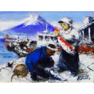 工藤和男「漁港の人」油彩画｜gallery-kazenotayori