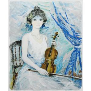 ベルナール・シャロワ「バイオリンを持つ少女」リトグラフ｜gallery-kazenotayori
