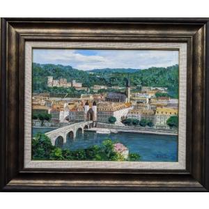 黒沢久 河畔の街 オランダ 絵画 風景画 アムステルダム 油絵 一点物