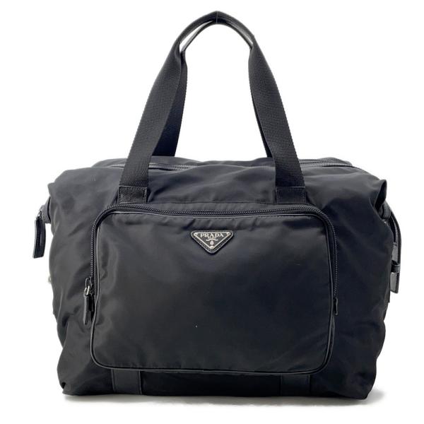 プラダ トートバッグ ナイロン 三角ロゴ レザー PRADA ショルダーバッグ 黒 【安心保証】