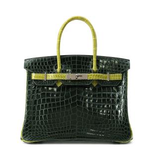 エルメス バーキン30 グリーン/アニスグリーン/ルテニウム金具 HERMES Birkin ハンドバッグ 【安心保証】