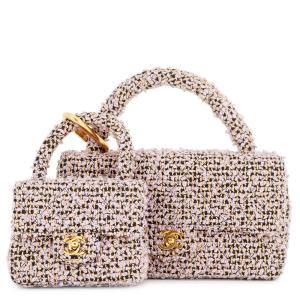 シャネル ハンドバッグ 親子バッグ ココマーク ツイード CHANEL バッグ 【安心保証】