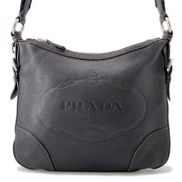プラダ ショルダーバッグ ロゴ レザー BT0531 PRADA 黒 【安心保証】