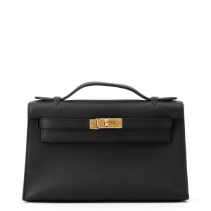 エルメス ハンドバッグ ポシェットケリー ブラック/ゴールド金具 スイフト K刻印 黒 【安心保証】