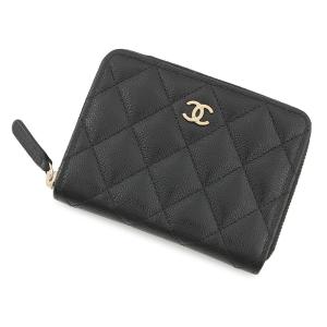 シャネル 二つ折り財布 マトラッセ ココマーク スモールウォレット キャビアスキン AP4652 CHANEL 黒