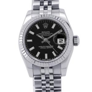 ロレックス デイトジャスト ランダムシリアル ルーレット 179174 ROLEX 腕時計 ウォッチ 黒文字盤 中古