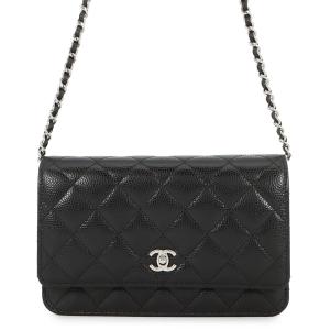 シャネル チェーンウォレット マトラッセ ココマーク キャビアスキン AP4241 CHANEL 財布 黒 【安心保証】