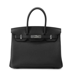 エルメス バーキン30 ブラック/シルバー金具 トゴ K刻印 HERMES Birkin ハンドバッグ 黒