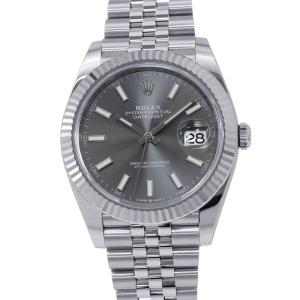 ロレックス デイトジャスト41 SS/K18WG ランダムシリアル ルーレット 126334 ROLEX 腕時計 スレート文字盤 中古