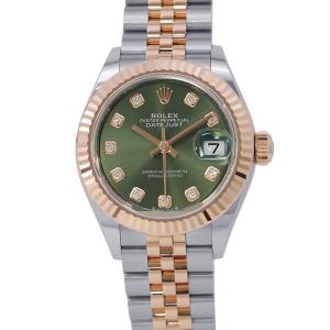 ロレックス レディデイトジャスト SS/K18PG 279171G ROLEX 腕時計 オリーブグリーン文字盤 10PD 中古