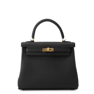 エルメス ハンドバッグ ケリー25 内縫い ブラック/ゴールド金具 トゴ G刻印 ２wayショルダー 黒