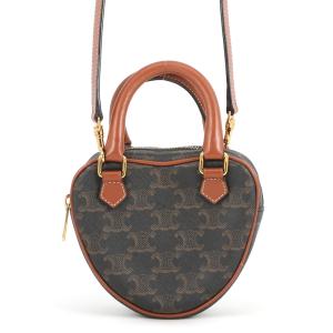 セリーヌ ハンドバッグ トリオンフ ハート PVC/レザー 198222 CELINE 2wayショルダーバッグ ブラウン 中古
