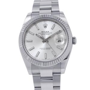 ロレックス デイトジャスト41 SS/K18WG ランダムシリアル ルーレット 126334 ROLEX 腕時計 シルバー文字盤 中古