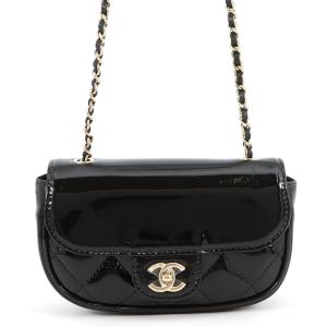 シャネル チェーンショルダーバッグ ココマーク マトラッセ パテント CHANEL ノベルティ 黒 【安心保証】