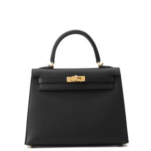 エルメス ハンドバッグ ケリー25 外縫い ブラック/ゴールド金具 エプソン G刻印 HERMES 2wayバッグ 黒