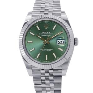 ロレックス デイトジャスト41 SS/K18WG ランダムシリアル ルーレット 126334 ROLEX 腕時計 ミントグリーン文字盤 中古
