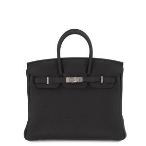 エルメス バーキン25 ブラック/シルバー金具 トゴ G刻印 HERMES Birkin ハンドバッグ 黒