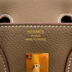 エルメス バーキン25 エトゥープ/ゴールド金...の詳細画像5