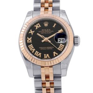 ロレックス デイトジャスト26 SS/K18PGピンクゴールド 179171 ROLEX 腕時計 黒文字盤 レディース 中古