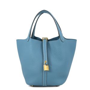 エルメス ハンドバッグ ピコタンロックPM ニューブルージーン/ゴールド金具 トリヨンクレマンス K刻印 HERMES トートバッグ