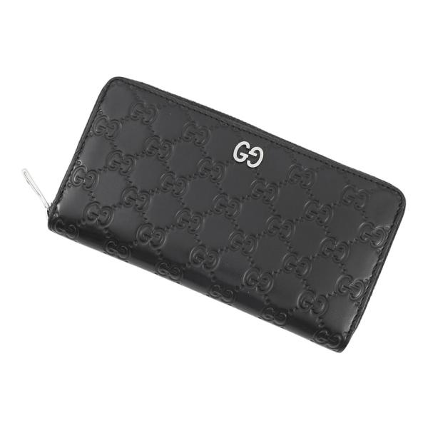グッチ 長財布 グッチシマ ラウンドファスナー レザー 473928 GUCCI 黒 【安心保証】