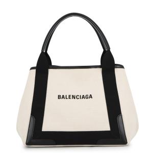バレンシアガ トートバッグ ネイビーカバス S ポーチ付 キャンバス 339933 BALENCIAGA 白 黒 【安心保証】