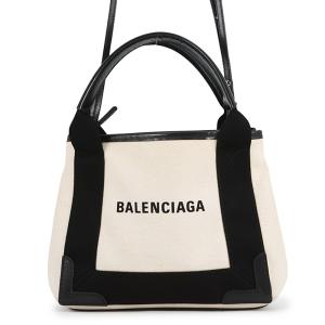 バレンシアガ ハンドバッグ ネイビーカバ XS キャンバス 390346 ポーチ付 BALENCIAGA 2way 白 黒 【安心保証】