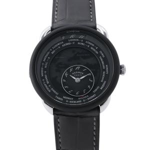 エルメス アルソー ル タン ヴォヤジャー デュアルタイム エクストララージ AR10.741 HERMES 腕時計 黒文字盤 【安心保証】