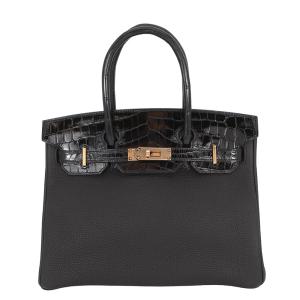 エルメス バーキン30 タッチ ブラック/ピンクゴールド金具 トゴ/ニロティカスシャイン Y刻印 HERMES Birkin ハンドバッグ