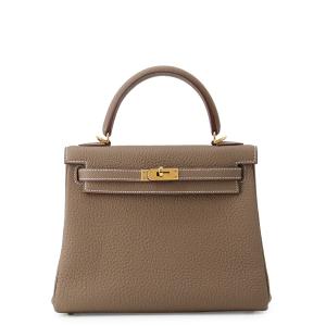 エルメス ハンドバッグ ケリー25 内縫い エトゥープ/ゴールド金具 トゴ W刻印 HERMES Kelly 2wayバッグ 中古