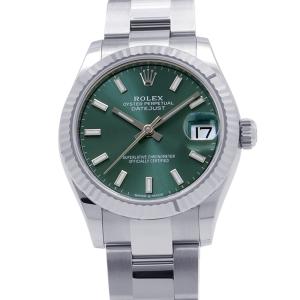 ロレックス デイトジャスト31 SS/K18WG ランダムシリアル ルーレット 278274 ROLEX 腕時計 ミントグリーン文字盤 中古