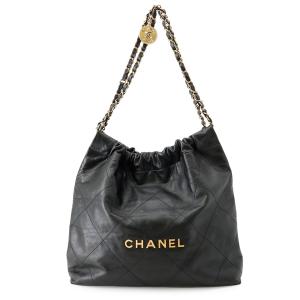 シャネル チェーンショルダーバッグ CHANEL22 ミディアム カーフレザー AS3261 CHANEL 黒