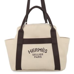 エルメス サックドパンサージュ グルーム ベージュ・サブール/フー/シルバー金具 トワルシェブロン/キャンバス K刻印 中古
