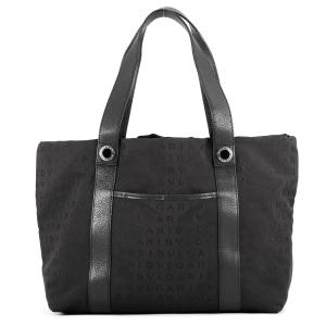 ブルガリ トートバッグ ロゴマニア キャンバス レザー BVLGARI バッグ 黒