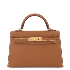 エルメス ハンドバッグ ミニケリー 外縫い ゴールド/ゴールド金具 エプソン G刻印 HERMES 2wayショルダー
