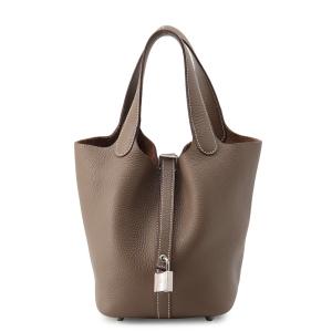 エルメス ハンドバッグ ピコタンロックPM エトゥープ/シルバー金具 トリヨンクレマンス W刻印 HERMES トートバッグ 【安心保証】