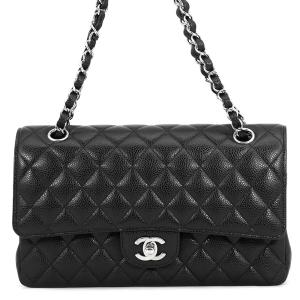 シャネル チェーンショルダーバッグ マトラッセ25 ココマーク キャビアスキン ダブルチェーン A01112 CHANEL 黒 中古