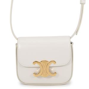 セリーヌ ショルダーバッグ トリオンフ ミニ クロード シャイニーカーフレザー 10I513 CELINE ミニバッグ 白 中古