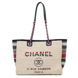 シャネル トートバッグ ドーヴィルライン ミディアム ショッピングバッグ ロゴ キャンバス A67001 CHANEL 中古