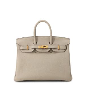 エルメス バーキン25 トゥルティエ―ルグレー/ピンクゴールド金具 トゴ C刻印 HERMES Birkin ハンドバッグ 中古
