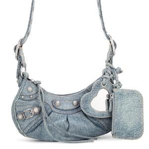 バレンシアガ ショルダーバッグ ル・カゴールXS ダメージ加工デニム 671309 BALENCIAGA 中古