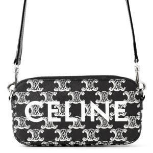 セリーヌ ショルダーバッグ トリオンフ ホリゾンタル PVC レザー 10L272 CELINE 黒 中古