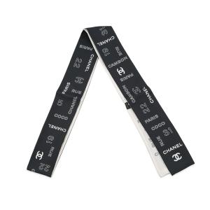シャネル スカーフ ココマーク アイコンモチーフ CHANEL シルク 黒 白 中古