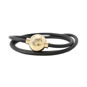 ロエベ ブレスレット ぺブル レザー サイズM JJ07240X01 LOEWE アクセサリー 黒 中古